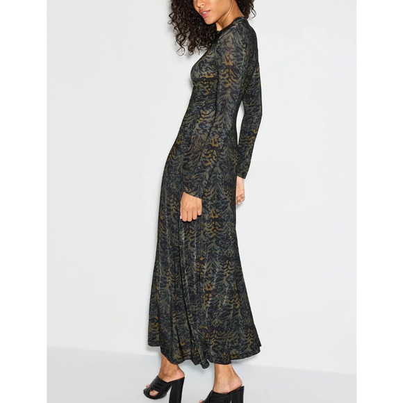Ulla Johnson Leopard Long Sleeve Gown SMALL Jersey Maxi Dress Slinky Aline $500 - Picture 4 of 14